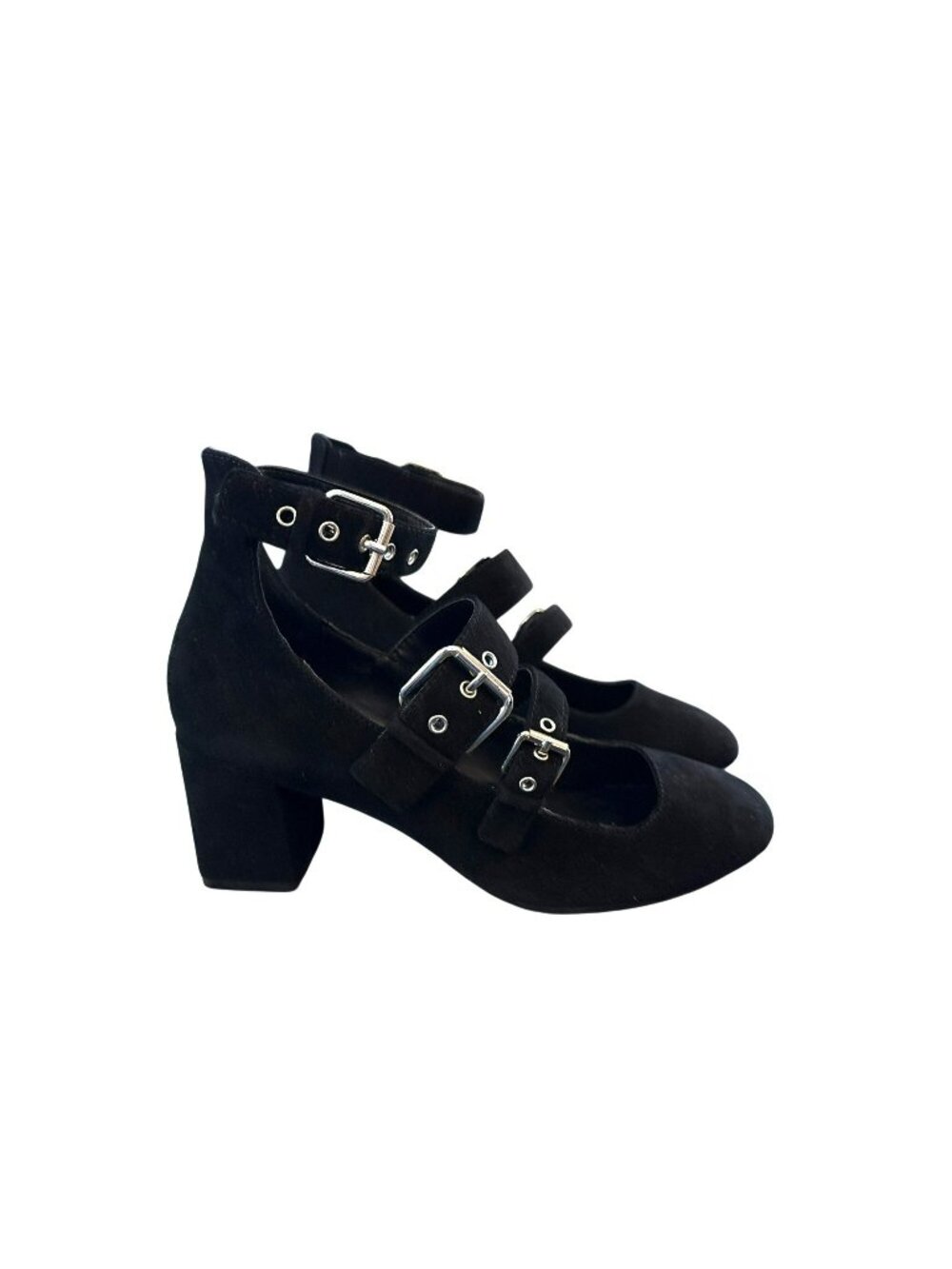 Rebecca Minkoff Brianna Black Suede Mary Jane Heel Shoes Size 7.5 M